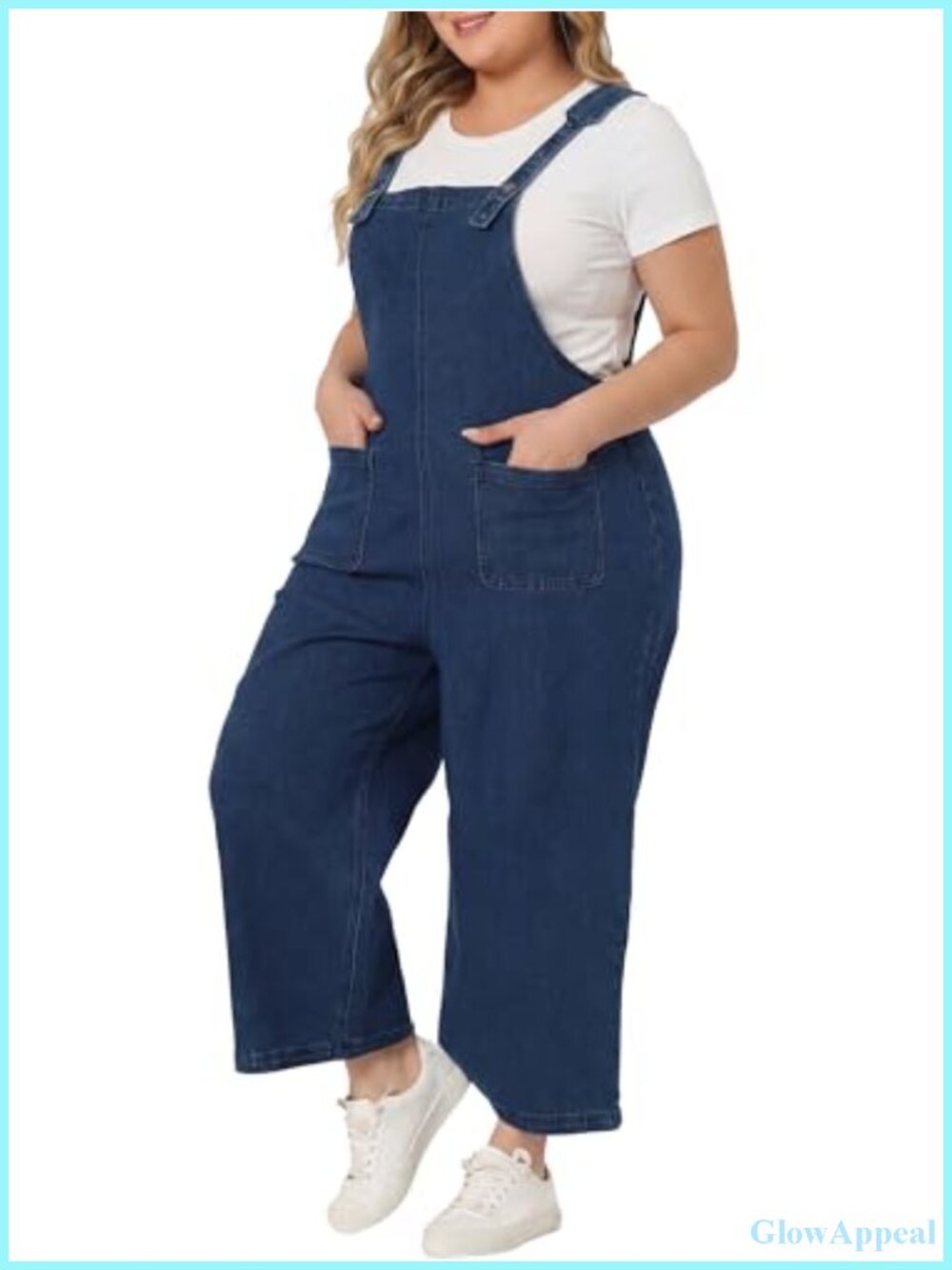 Plus Size Denim Bib Overalls Adjustable Straps Wide Leg Jumpsuit
